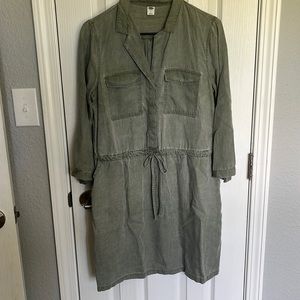 Used Old Navy Size Medium Green Denim Collared Dress